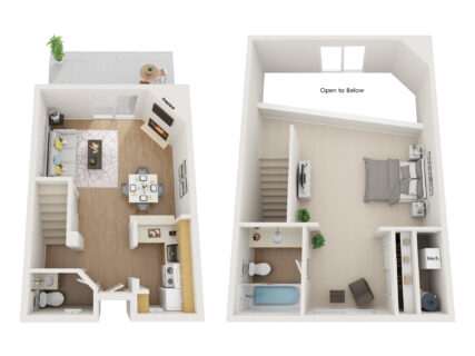 1 Bed / 1½ Bath / 743 sq ft / Availability: Please Call / Deposit: $600+ / Rent: $1,075